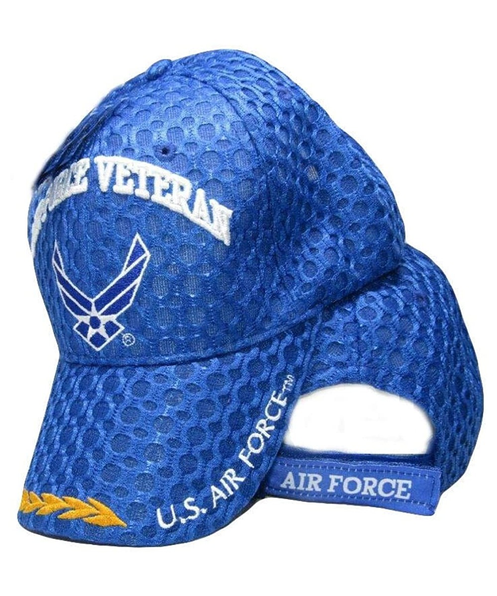Skullies & Beanies Air Force Veteran Vet Wings Blue Mesh Textured Embroidered Baseball Cap Hat - C3187U0SYO2 $16.44