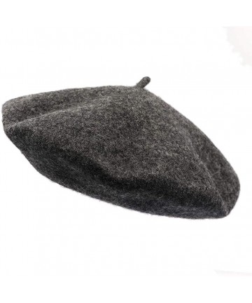 Berets Woman French 100% Wool Beret Solid Color Artist Hat Womens Winter Beanie Cap Hat - Dark Grey - C218KN7UQ9G $18.52