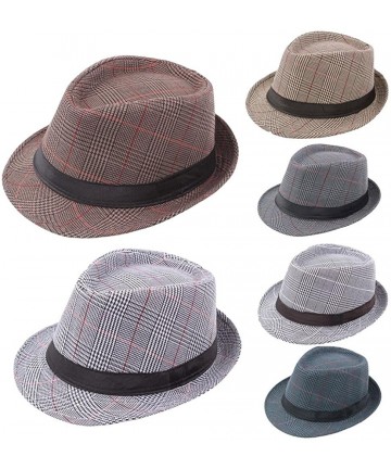 Fedoras Fedora Hats for Men-Fashion Sunhat Packable Summer Panama Beach Hat British Style Hats Men Women - Coffee - C818DUDMR...