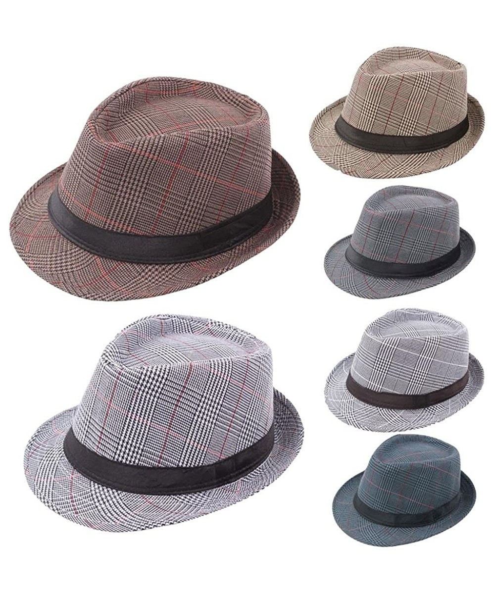 Fedoras Fedora Hats for Men-Fashion Sunhat Packable Summer Panama Beach Hat British Style Hats Men Women - Coffee - C818DUDMR...