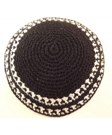 Skullies & Beanies Black & White Knitted Yarmulke Kippah 16 Cm Diameter - CZ11DOBNBKP $12.55