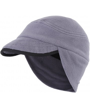 Skullies & Beanies Winter Warm Skull Cap Outdoor Windproof Fleece Earflap Hat with Visor - Gray - C212897SRI9 $16.46