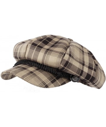 Newsboy Caps Tartan Plaid Check Beret Newsboy Hat Soft Fabric SLG1122 - Beige - CG18LMA6I6U $36.41