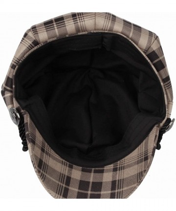Newsboy Caps Tartan Plaid Check Beret Newsboy Hat Soft Fabric SLG1122 - Beige - CG18LMA6I6U $36.41