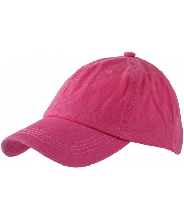 Baseball Caps Unisex Stone Washed Cotton Baseball Cap Adjustable Size - Hot Pink - CU18E9DKCUW $14.41