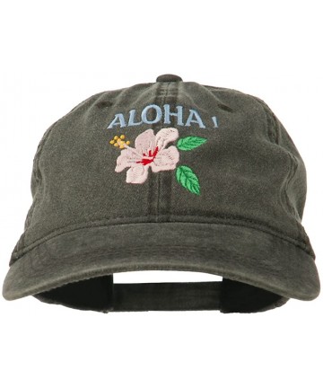 Baseball Caps Hawaii Flower Aloha Embroidered Washed Cap - Black - CH11RNPI2VB $30.21