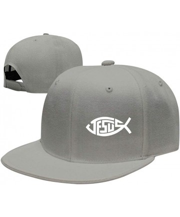 Baseball Caps Jesus Christian Fish Unisex Snapback Adjustable Flat Bill Baseball Cap Hip Hop Hats Dad Hat - Gray - CY18Q08RZI...