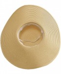 Sun Hats Womens Beach Hat Striped Straw Sun Hat Floppy Big Brim Hat - Navy With Bow - CB18ENMH4ZI $25.43