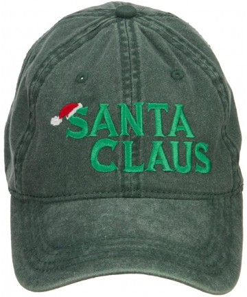 Baseball Caps Christmas Hat Santa Claus Embroidered Washed Cap - Dk Green - CC126E0OU7F $48.59
