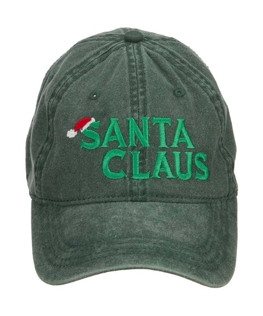 Baseball Caps Christmas Hat Santa Claus Embroidered Washed Cap - Dk Green - CC126E0OU7F $33.77