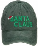 Baseball Caps Christmas Hat Santa Claus Embroidered Washed Cap - Dk Green - CC126E0OU7F $33.77