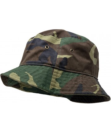 Bucket Hats Bucket Hat Vintage Outdoor Festival Safari Boonie Packable Sun Cap - Camo Woodland - CY18S3QW7ZC $23.34