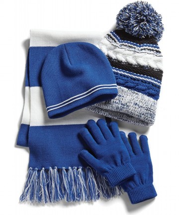 Skullies & Beanies Gloves Hat Scarf Combo Set - True Royal/White - C11281PS78J $36.23
