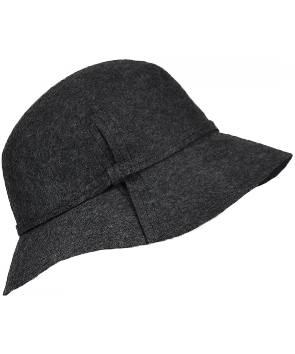 Fedoras Ladies Vintage Wool Felt Derby Bowler Hat - Grey - CF180WITA7D $24.46
