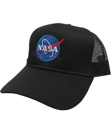 Baseball Caps NASA Insignia Symbol Embroidered Mesh Back Trucker Cap - Black - Black - CU125FIC24P $27.94