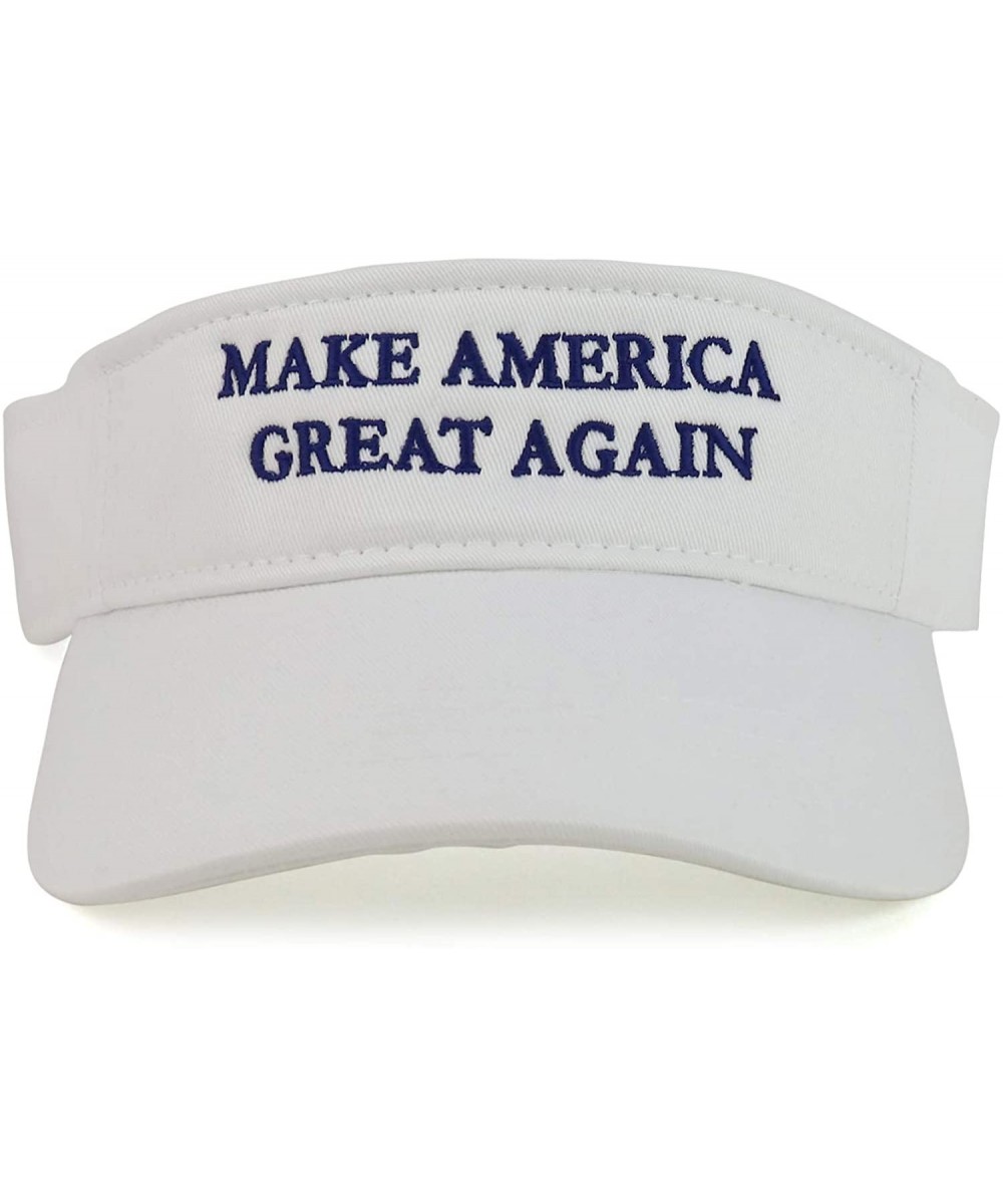 Visors Donald Trump Visor- Make America Great Again - Quality Embroidered 100% Cotton Visor Cap - White - C012HUHVMSB $27.77