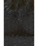 Skullies & Beanies Women's Soft Fuzzy Ribbed Beanie with Faux Fur Pompom Accent - Black - CP18IDTHR47 $13.46