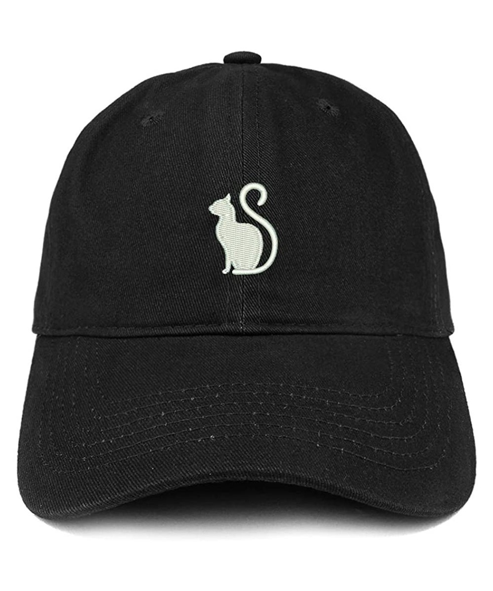 Baseball Caps Cat Image Embroidered Unstructured Cotton Dad Hat - Black - CY18S54WDUN $23.59