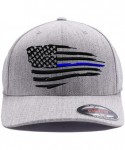 Baseball Caps Thin Red Line Waving USA Flag. Embroidered. 6477 Wool Blend Cap - Heather Grey - CO1808KRTH2 $29.96
