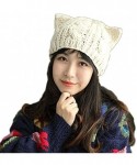 Skullies & Beanies Knit Dog Ear Hat for Women Knitting Crochet Handmade Warmer Beanie Cap - Beige - CO187AK3DAQ $14.77
