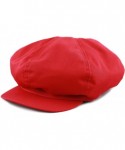 Newsboy Caps Exclusive Cotton Newsboy Gatsby Applejack Cabbie Plain Hat Made in USA - Red - CV12NAH68VC $17.74