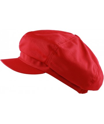 Newsboy Caps Exclusive Cotton Newsboy Gatsby Applejack Cabbie Plain Hat Made in USA - Red - CV12NAH68VC $17.74