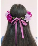 Headbands Flower Crown Floral Hair Wreath Wedding Headband Festival Garland - Ribbonpurple - CA18SHZWHQY $14.58