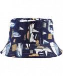 Bucket Hats Fashion Print Bucket Hat Summer Fisherman Cap for Women Men - Sailboat Blue - CI18SO20H2U $19.27