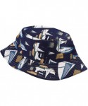 Bucket Hats Fashion Print Bucket Hat Summer Fisherman Cap for Women Men - Sailboat Blue - CI18SO20H2U $19.27