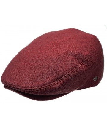 Newsboy Caps Men's Herringbone Wool Tweed Newsboy Ivy Cabbie Driving Hat - 1581-burgundy - CV1865DLT9O $21.70