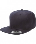 Baseball Caps Yupoong Premium Classic Snapback Hat - Flat Brim- Adjustable Ballcap w/Hat Liner - Dark Navy - CA18GYALNGQ $19.18