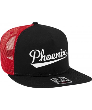 Baseball Caps Phoenix Script Baseball Font Snapback Trucker Hat - Black/Red - CW18D06G40T $16.51