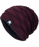 Skullies & Beanies Men Winter Skull Cap Beanie Large Knit Hat with Thick Fleece Lined Daily - A - Wine Red - CI18ZD6XN22 $31.93