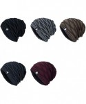 Skullies & Beanies Men Winter Skull Cap Beanie Large Knit Hat with Thick Fleece Lined Daily - A - Wine Red - CI18ZD6XN22 $31.93