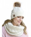 Skullies & Beanies Winter Knit Pom Beanie Hat Scarf Set Women Cute Soft Warm Infinity Scarves - White - C318XUZ0KA0 $31.76