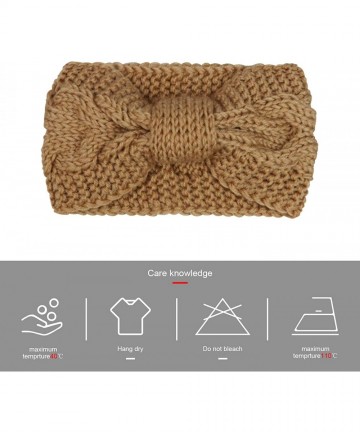 Cold Weather Headbands Crochet Turban Headband for Women Warm Bulky Crocheted Headwrap - 4 Pack Color Khaki - CG18MG9ZW6C $13.91