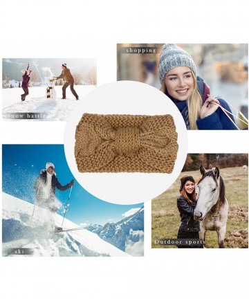 Cold Weather Headbands Crochet Turban Headband for Women Warm Bulky Crocheted Headwrap - 4 Pack Color Khaki - CG18MG9ZW6C $13.91