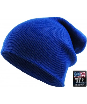 Skullies & Beanies Thick and Warm Mens Daily Cuffed Beanie OR Slouchy Made in USA for USA Knit HAT Cap Womens Kids - C712717W...