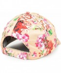 Baseball Caps Women's Floral Print Satin Unstructured Low Profile Baseball Cap - Off White - CX186SMIH8D $18.69