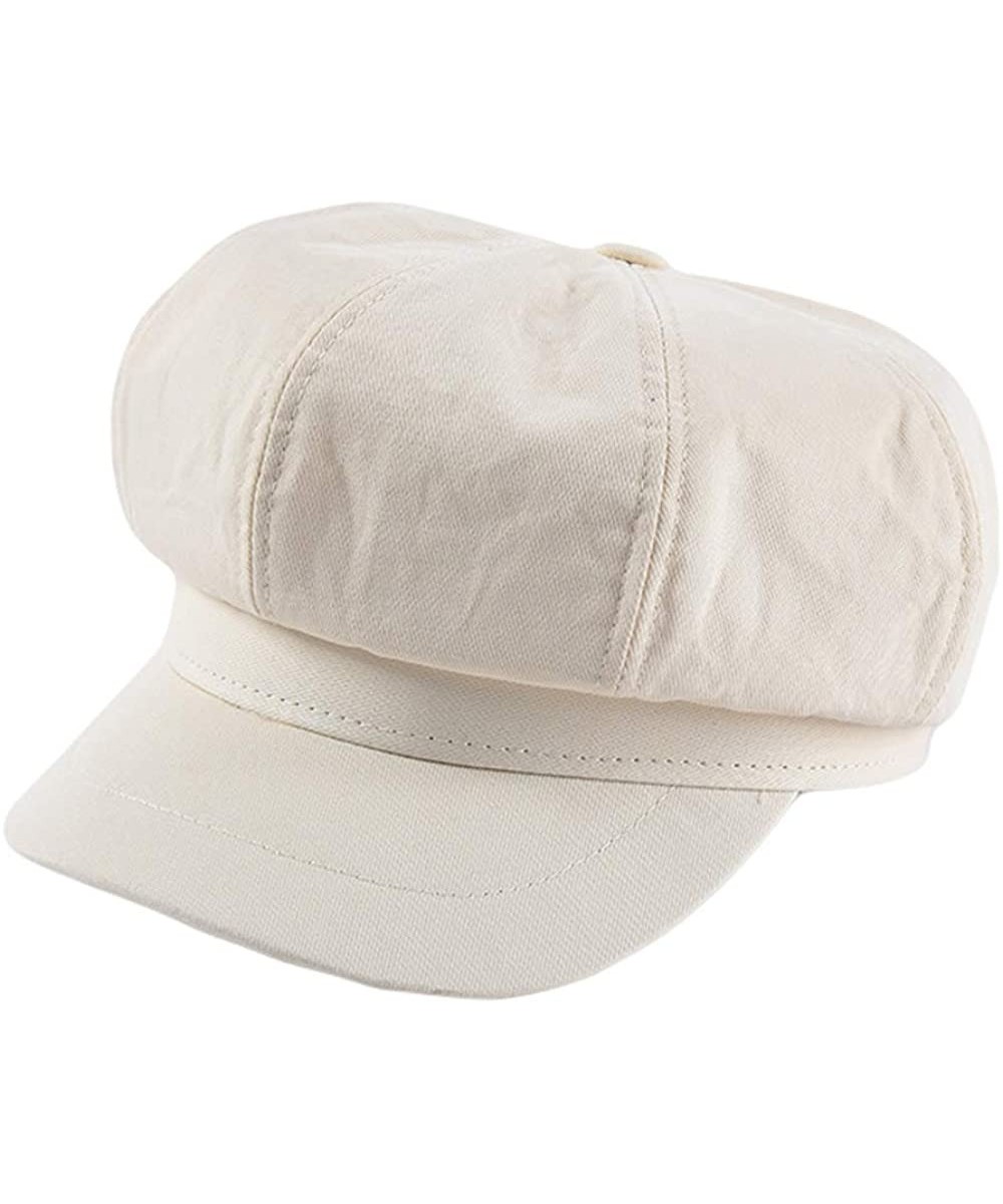 Newsboy Caps Women's Vintage Cotton Newsboy Cabbie Hat Cap - Beige - C218RLASXL7 $22.50