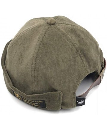 Skullies & Beanies Docker Leon Harbour Hat Watch Cap Breathable Mesh Design Retro Brimless Beanie Hat Unisex - Dark Green - C...