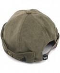 Skullies & Beanies Docker Leon Harbour Hat Watch Cap Breathable Mesh Design Retro Brimless Beanie Hat Unisex - Dark Green - C...
