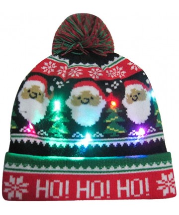 Skullies & Beanies LED Light Up Hat Beanie Knit Cap Christmas Hat Beanie Ugly Holiday Hat Beanie Cap - CJ18L0A3Q59 $22.88
