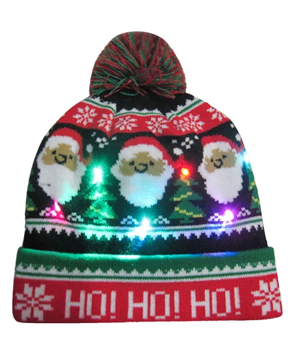 Skullies & Beanies LED Light Up Hat Beanie Knit Cap Christmas Hat Beanie Ugly Holiday Hat Beanie Cap - CJ18L0A3Q59 $12.71