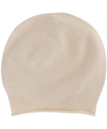 Skullies & Beanies Women's 100% Pure Cashmere Beanie Hat-Women Gift Beanie Skull Ski Hats - Ivory - C51947QQXUZ $61.15