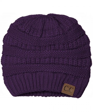 Skullies & Beanies Thick Knit Soft Stretch Beanie Cap - Purple - CP11PKPW0CD $16.33
