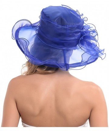Sun Hats Kentucky Derby Church Hats for Women Dress Wedding Hat - Blue - CZ12BSC25IP $22.73