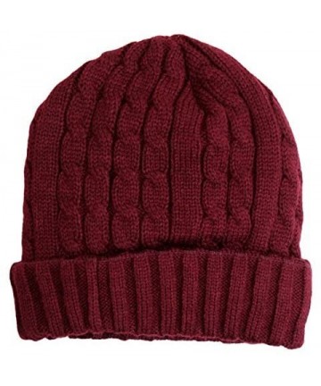 Skullies & Beanies Trendy Winter Warm Soft Beanie Cable Knitted Hat Cap For Women - Burgundy - CC127H063I5 $19.89