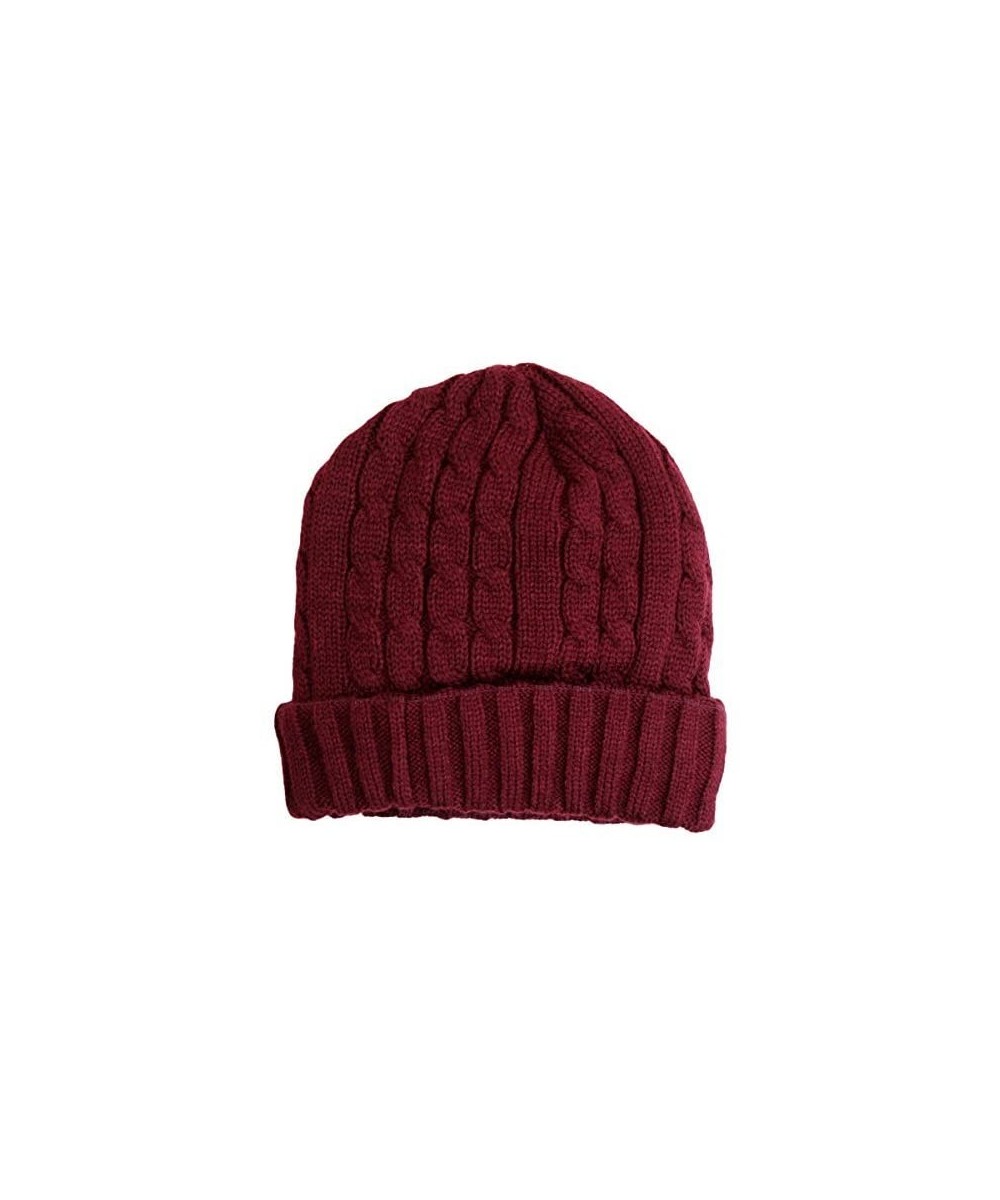Skullies & Beanies Trendy Winter Warm Soft Beanie Cable Knitted Hat Cap For Women - Burgundy - CC127H063I5 $14.07