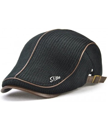 Newsboy Caps Men's Warm Flat England Style Hat Beret Visor Newsboy Cap - Black - CL18DAQYT37 $27.49